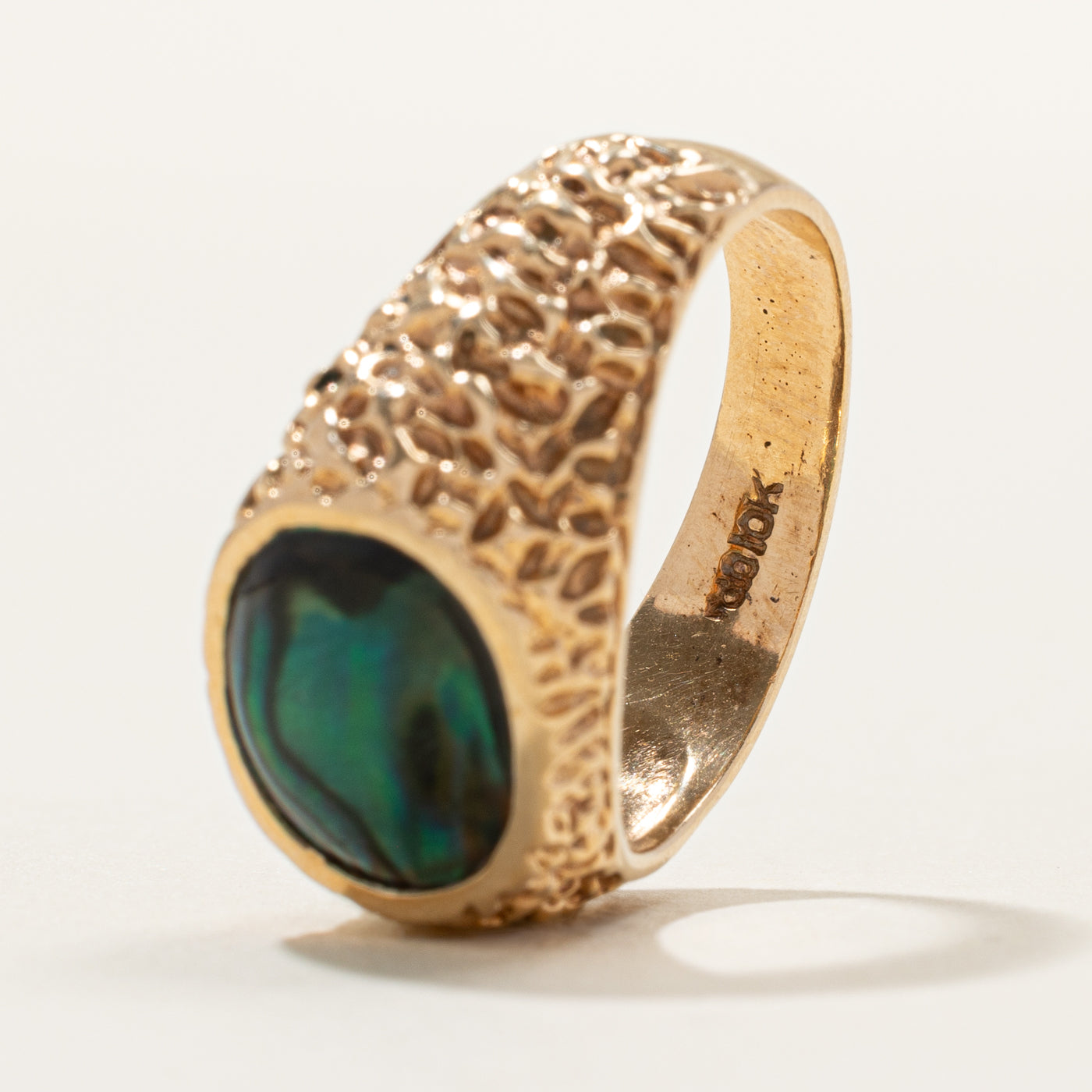 East West Abalone Shell Signet Ring | SZ 8.25