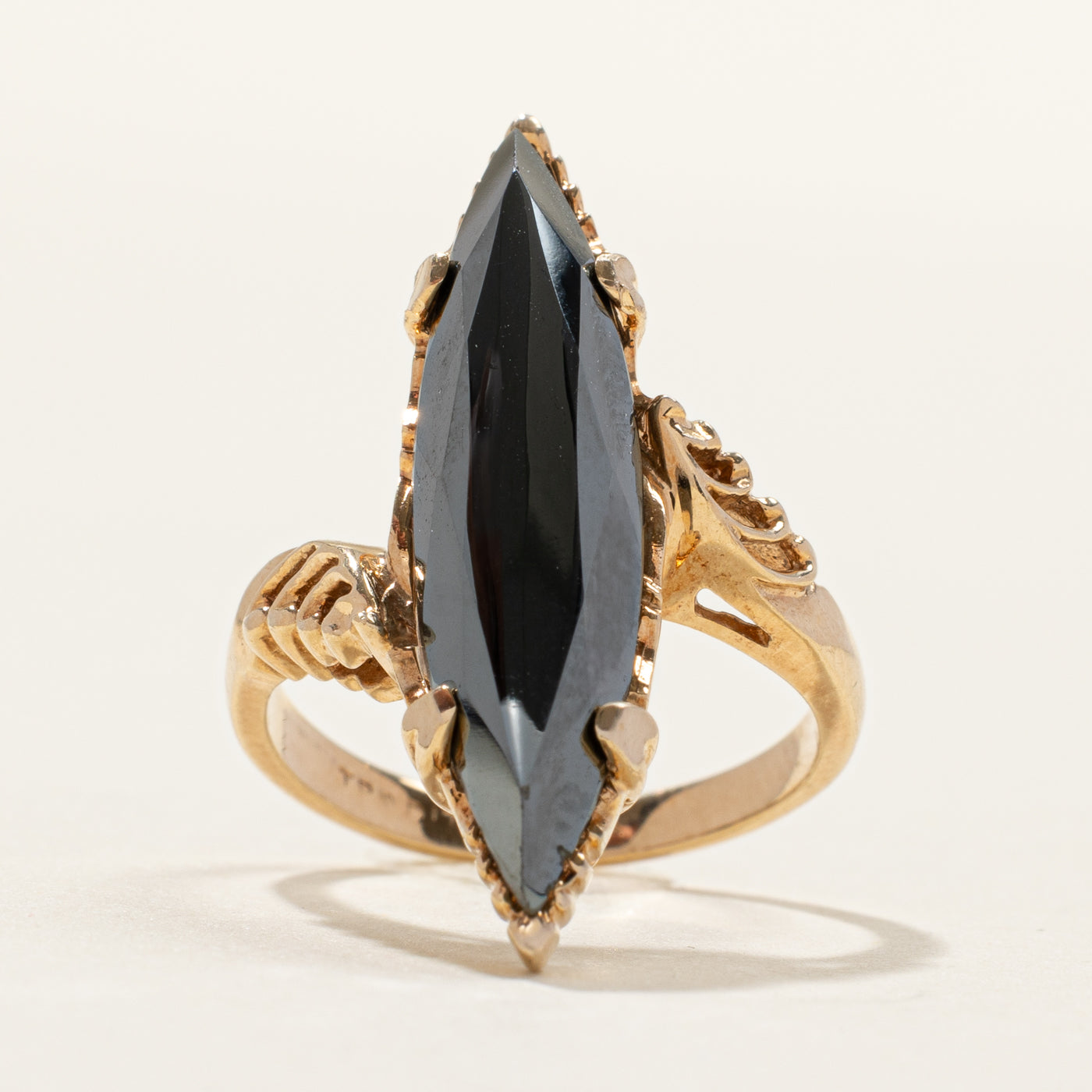 Hematite Bypass Navette Ring | SZ 5.25