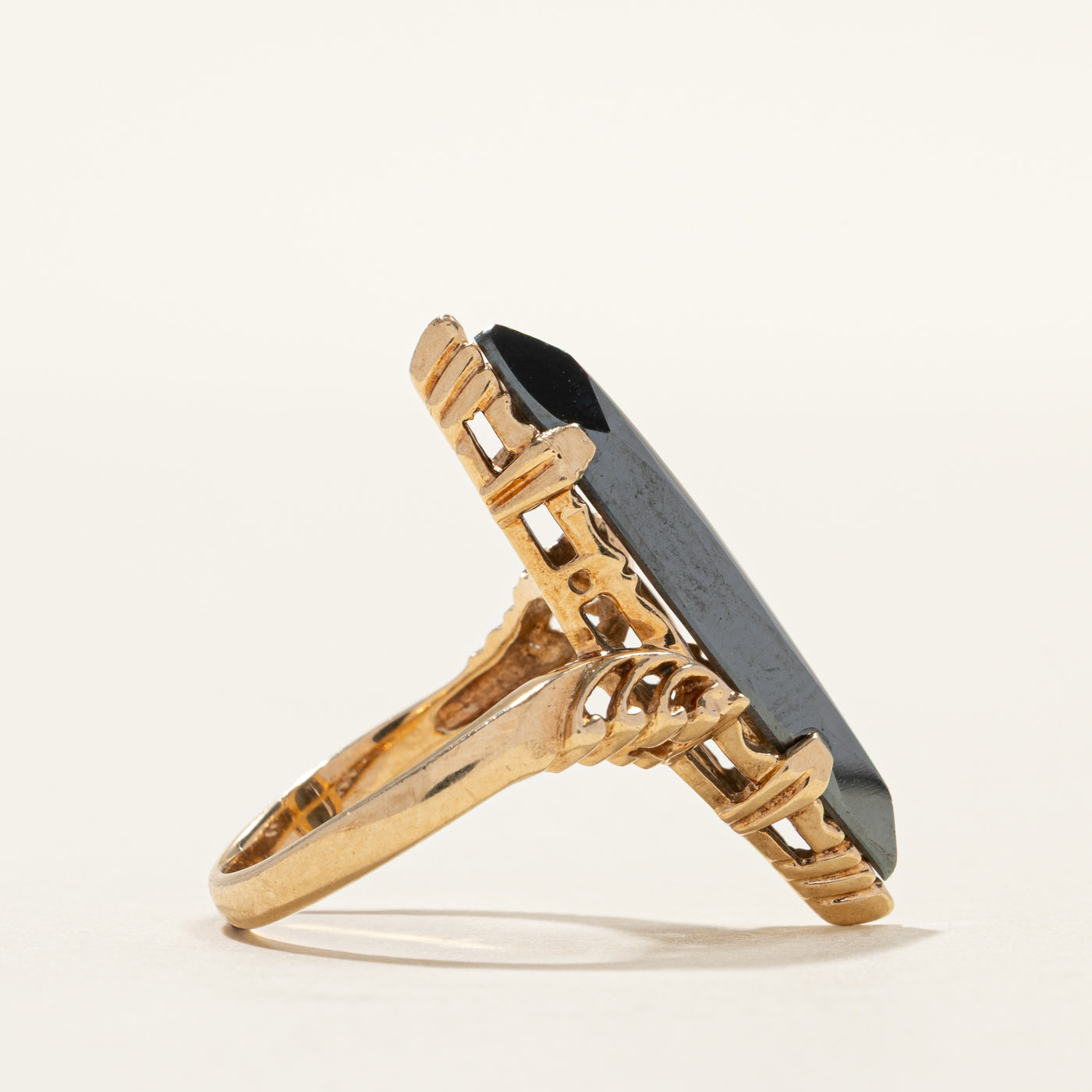 Hematite Bypass Navette Ring | SZ 5.25