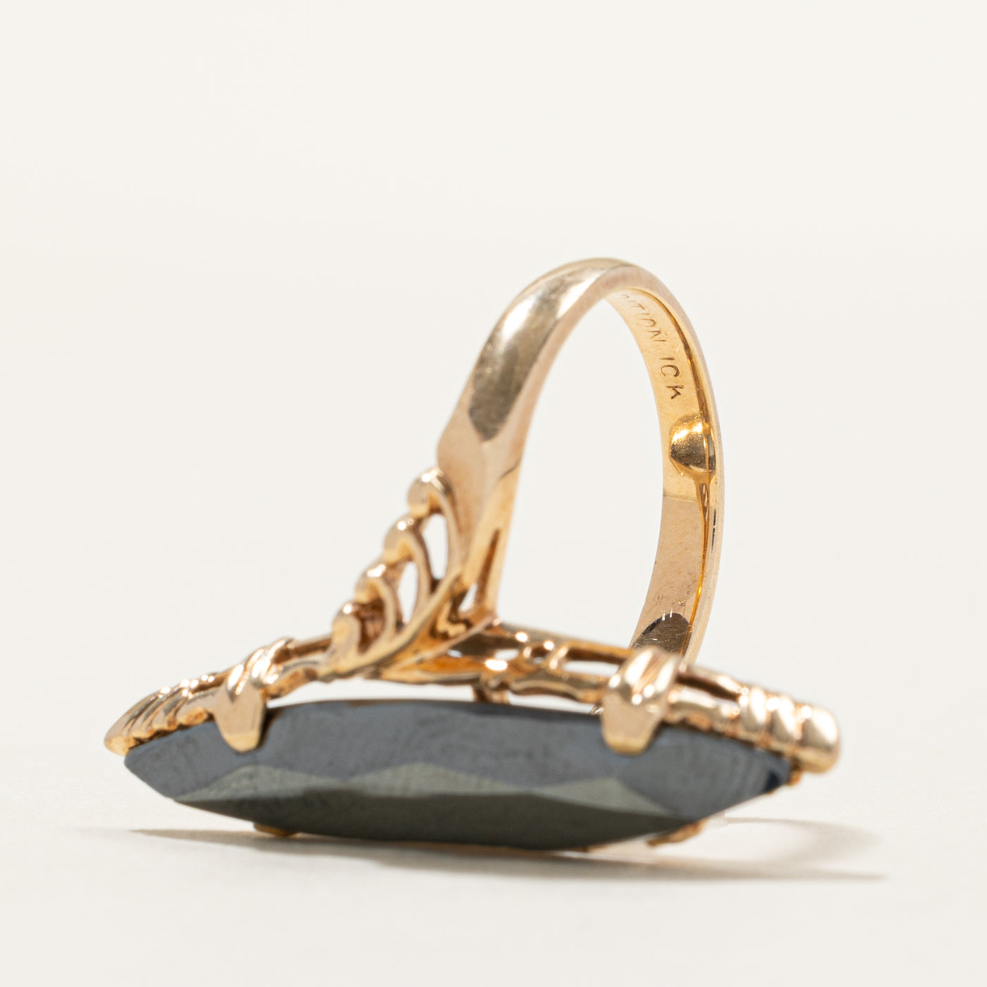 Hematite Bypass Navette Ring | SZ 5.25