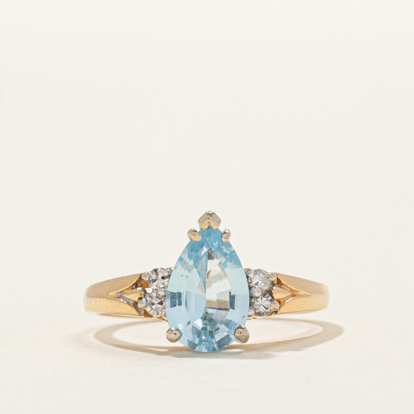 Pear Cut Topaz & Diamond Accented Ring | 1.05ct, 0.06ct | SZ 4.5