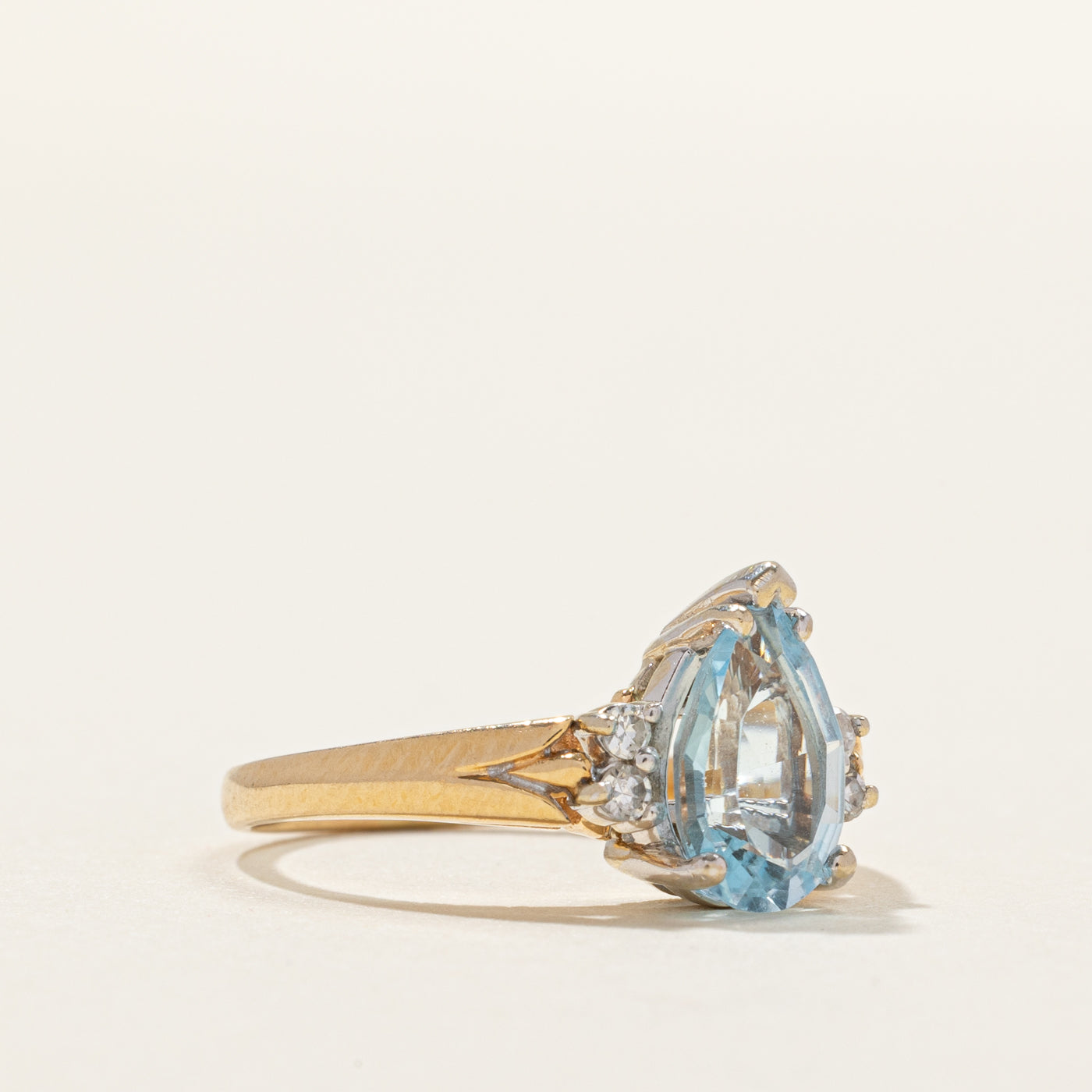 Pear Cut Topaz & Diamond Accented Ring | 1.05ct, 0.06ct | SZ 4.5