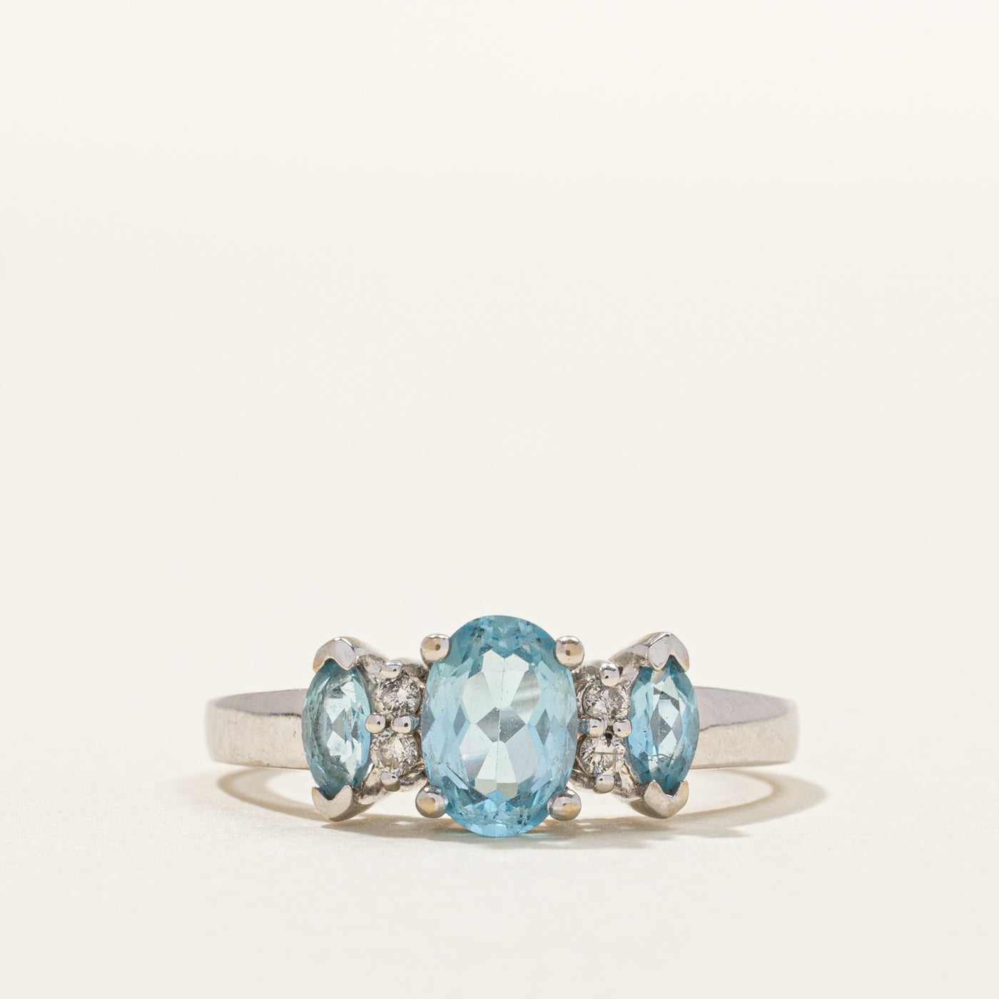 Three Stone Topaz & Diamond Ring | 0.85ct, 0.04ct | SZ 7