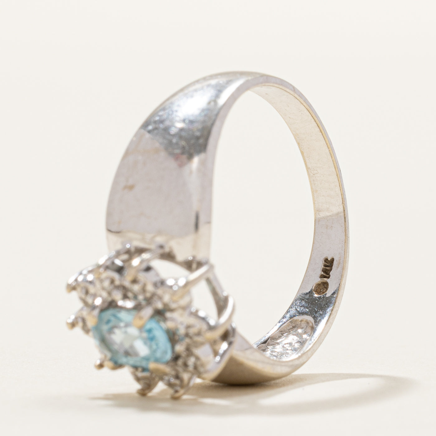 Oval Cut Topaz & Diamond Petal Halo Ring | 0.36ct, 0.05ctw | SZ 6.5