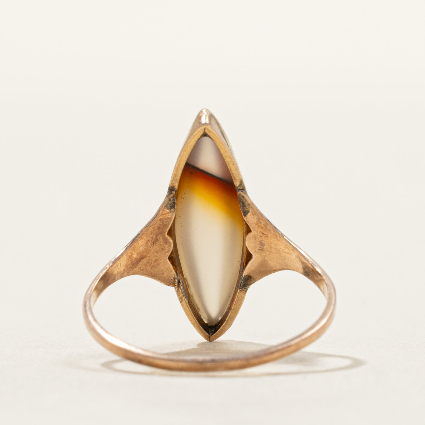 Bague Navette en agate cabochon | Taille 6,25