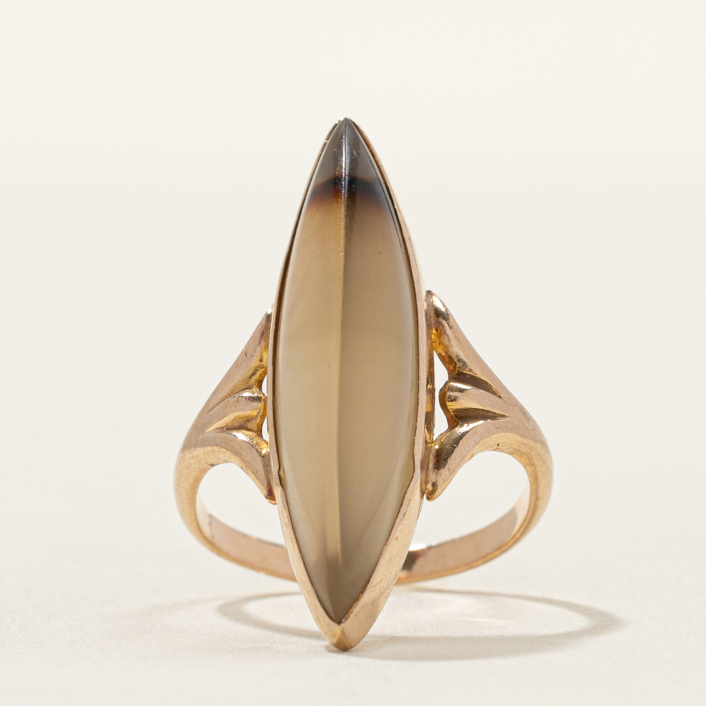 Cabochon Agate Navette Ring | SZ 4