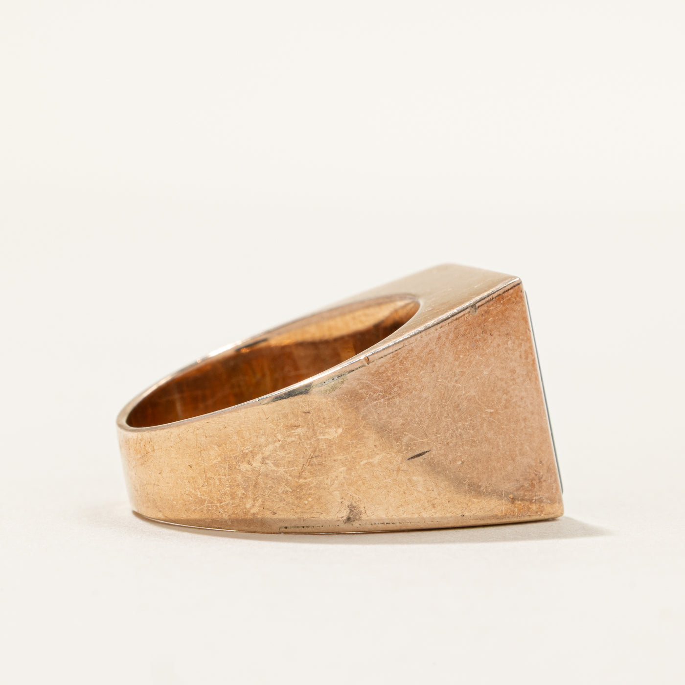 Square Flush Set Onyx Signet Ring | SZ 9.75