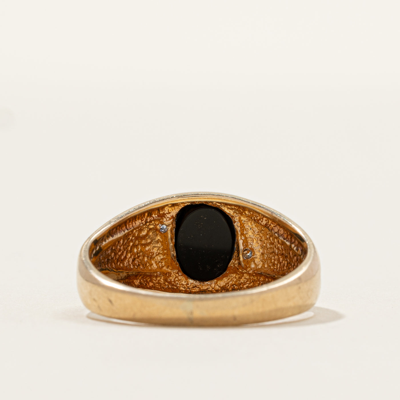 Oval Onyx & Diamond Dome Ring | 0.01ctw | SZ 8