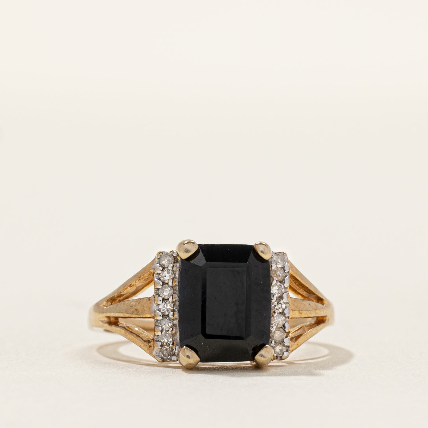 Onyx & Diamond Open Shank Ring | 0.07ctw | SZ 6.5