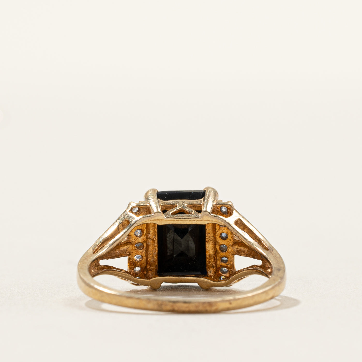 Onyx & Diamond Open Shank Ring | 0.07ctw | SZ 6.5