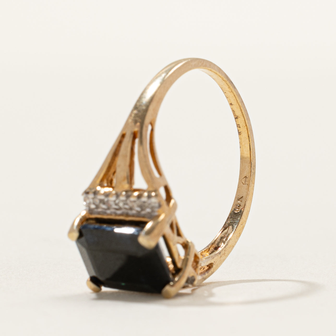 Onyx & Diamond Open Shank Ring | 0.07ctw | SZ 6.5