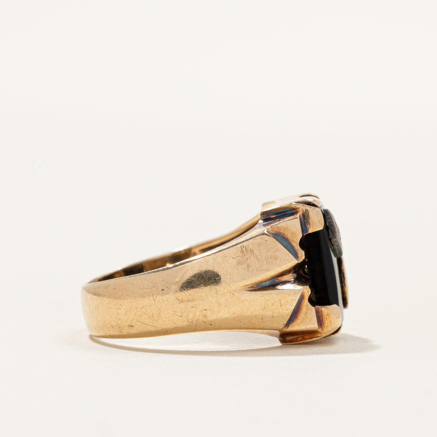 Onyx & Diamond "C" Initial Signet Ring | 0.01ct | SZ 9.25