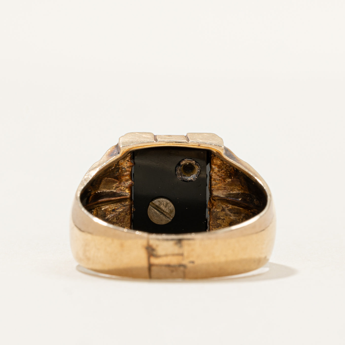 Onyx & Diamond "C" Initial Signet Ring | 0.01ct | SZ 9.25