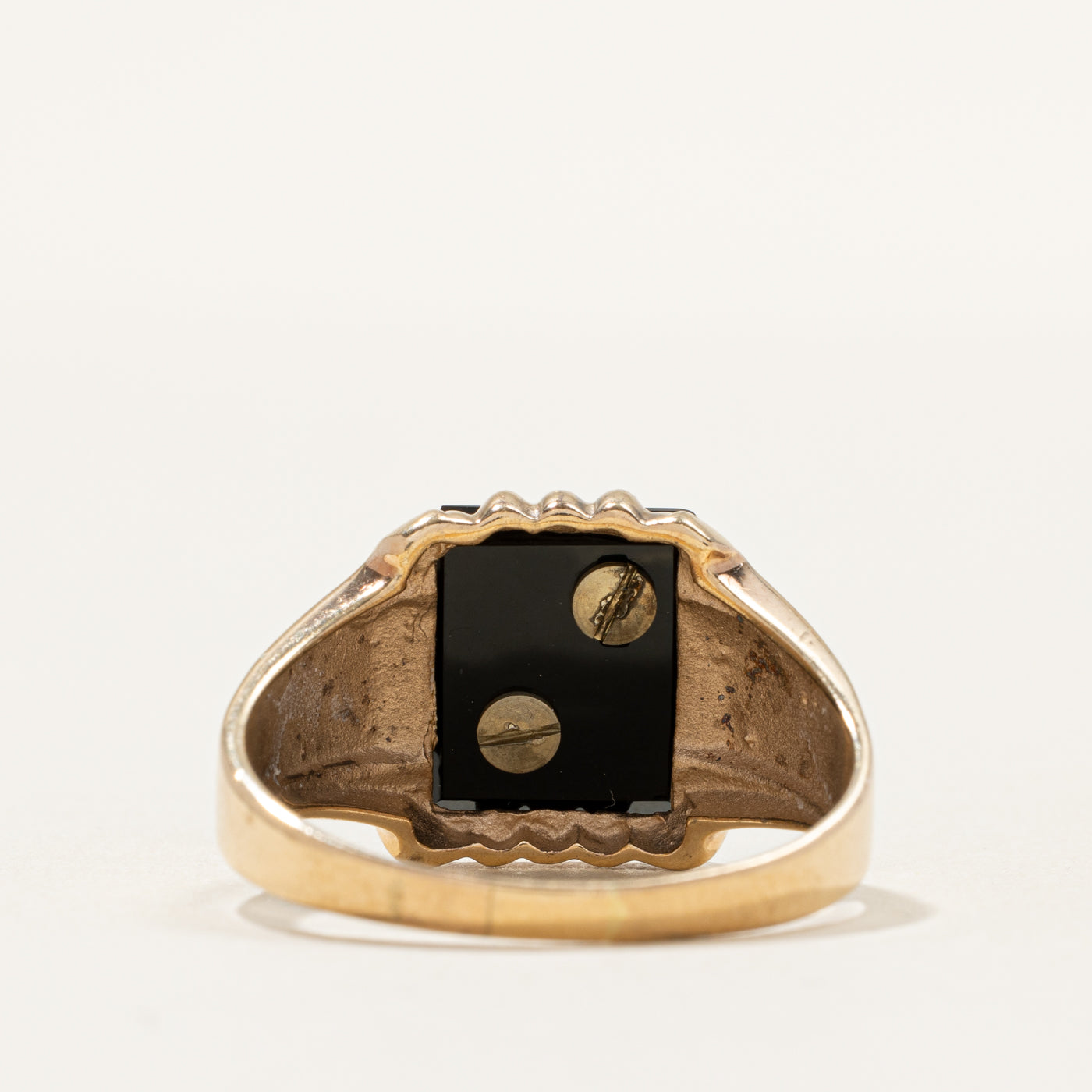 Onyx & Diamond "J" Initial Signet Ring | 0.003ct | SZ 11.75