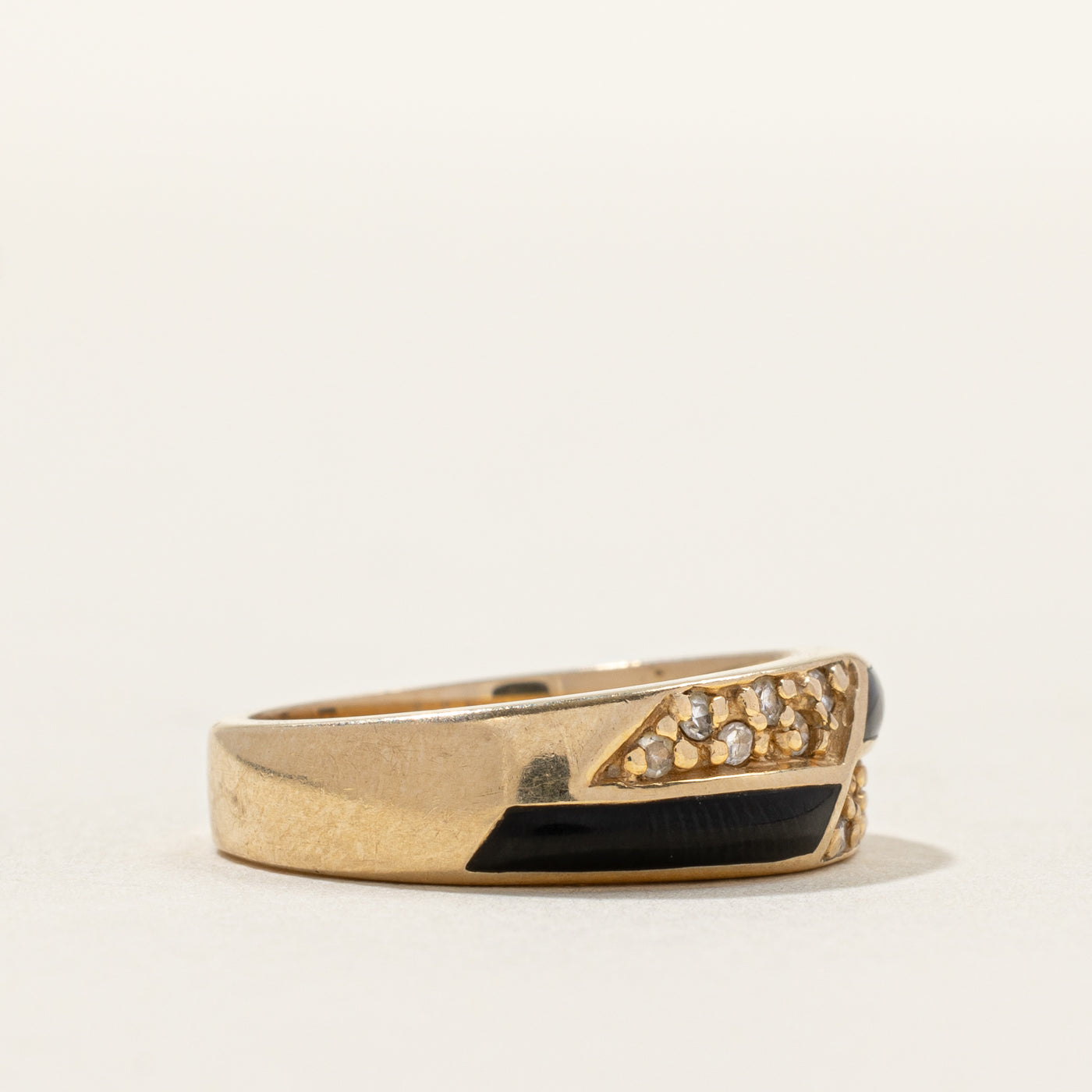 Double Row Onyx & Diamond Band | 0.05ctw | 6.08mm | SZ 5.5