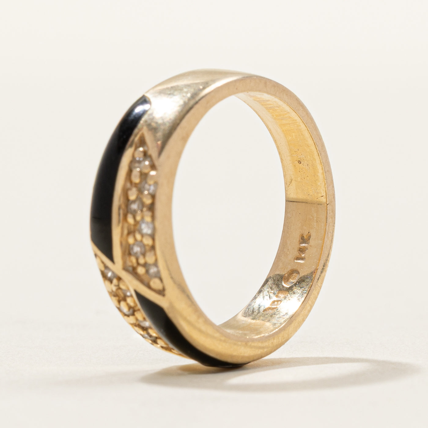 Double Row Onyx & Diamond Band | 0.05ctw | 6.08mm | SZ 5.5