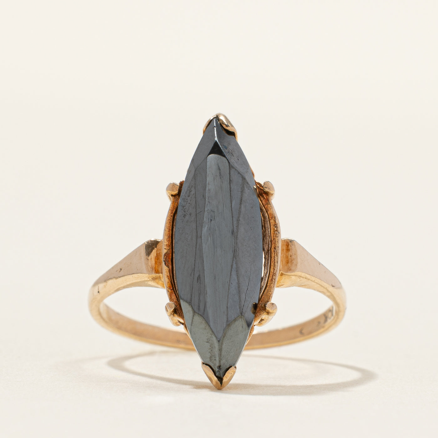 Rose Gold Hematite Navette Ring | SZ 7.25