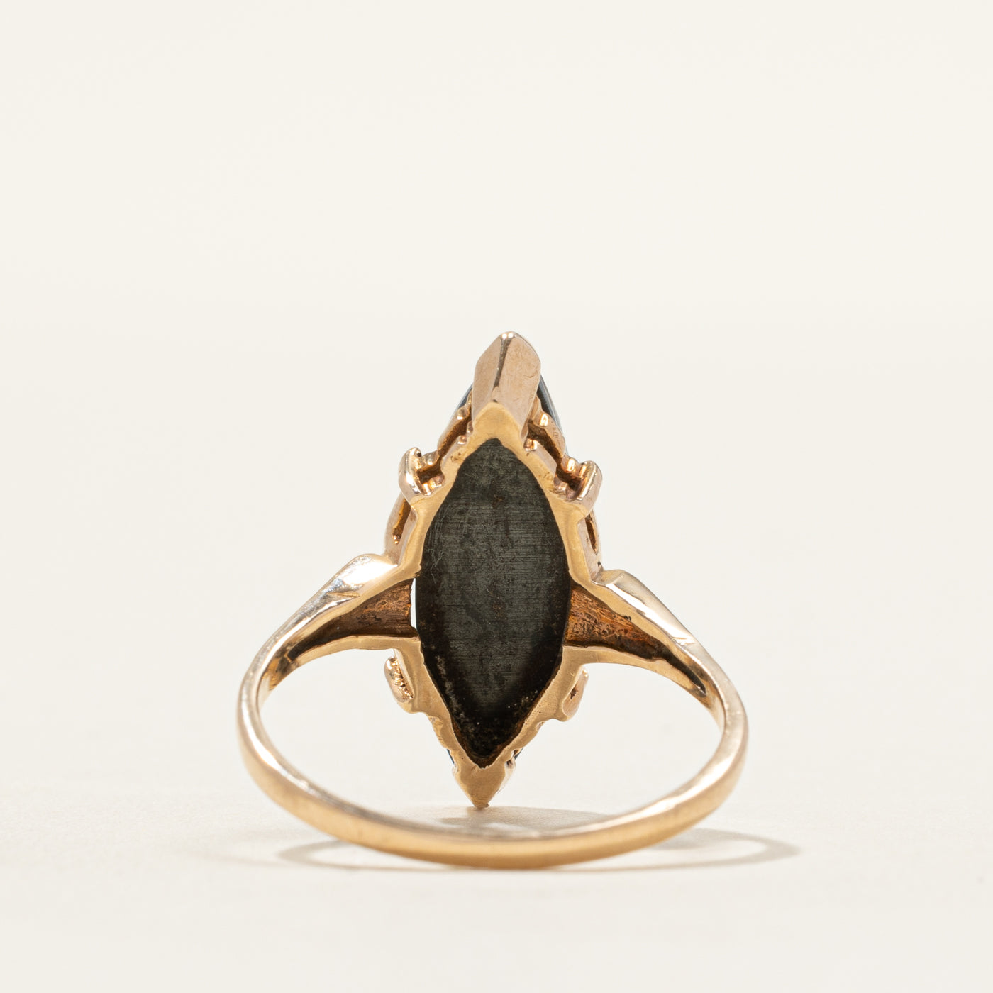 Rose Gold Hematite Navette Ring | SZ 7.25