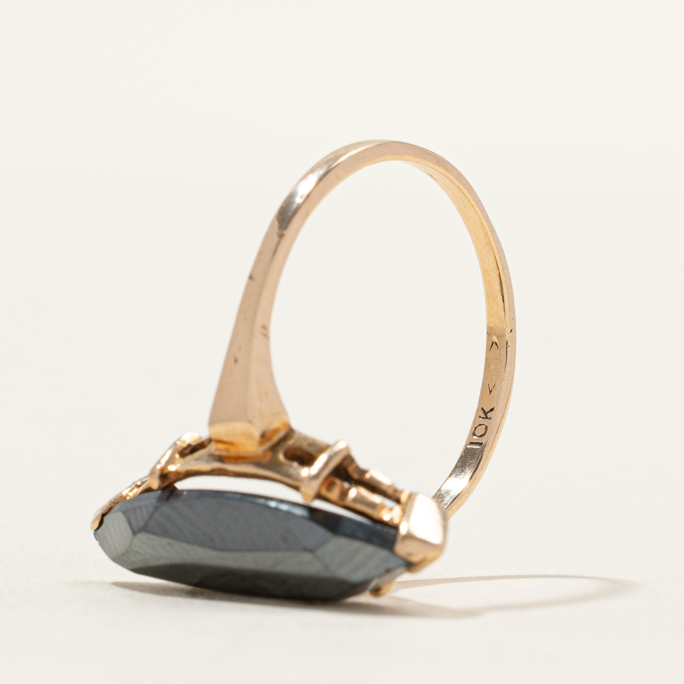 Rose Gold Hematite Navette Ring | SZ 7.25