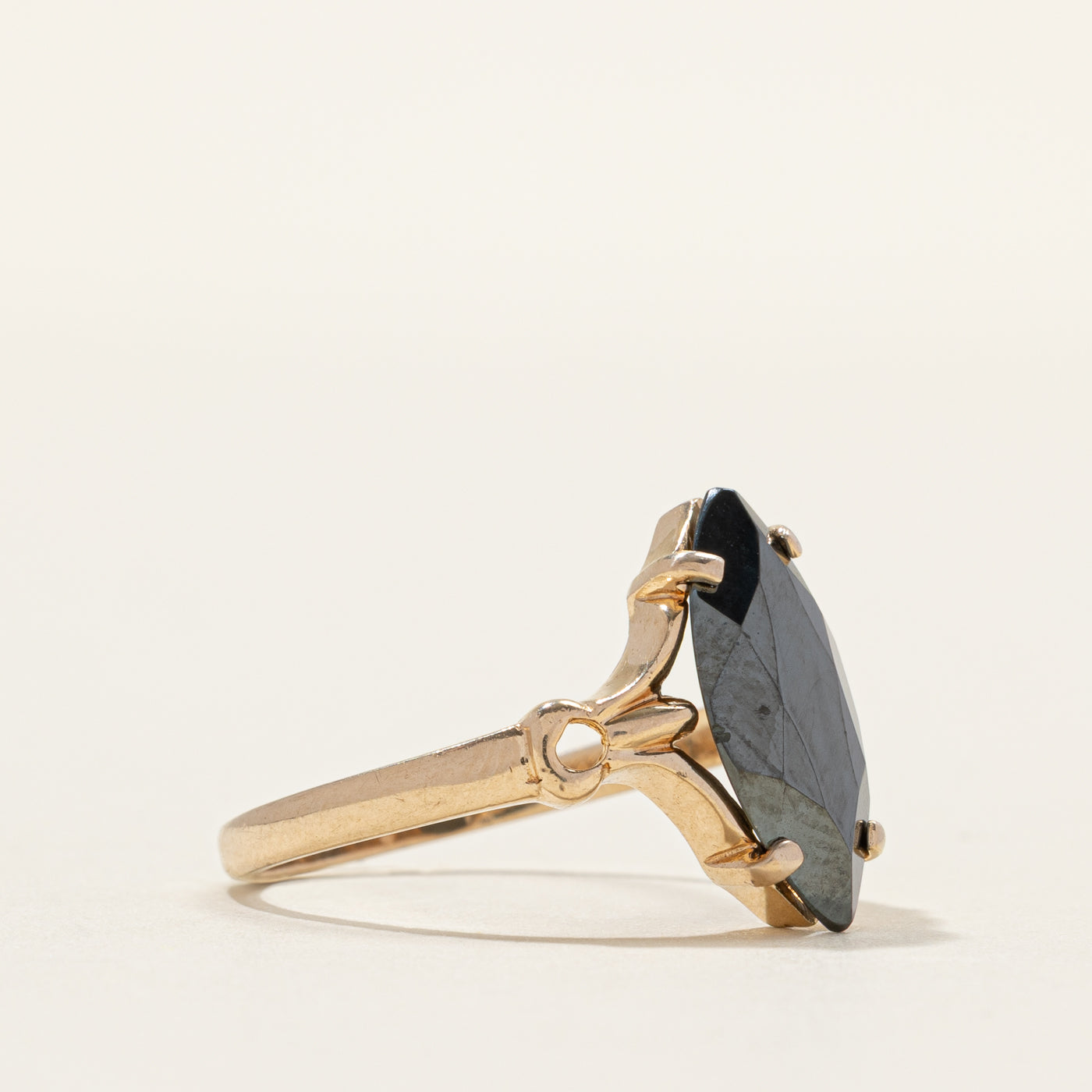 Hematite Open Shank Navette Ring | SZ 8