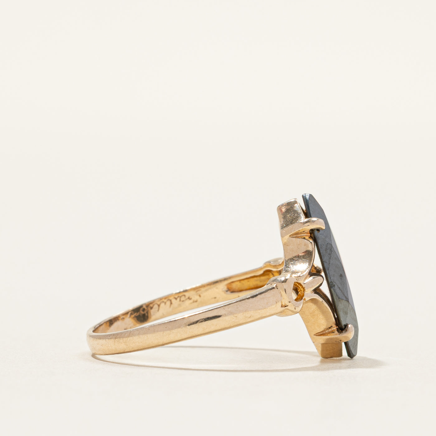 Hematite Open Shank Navette Ring | SZ 8