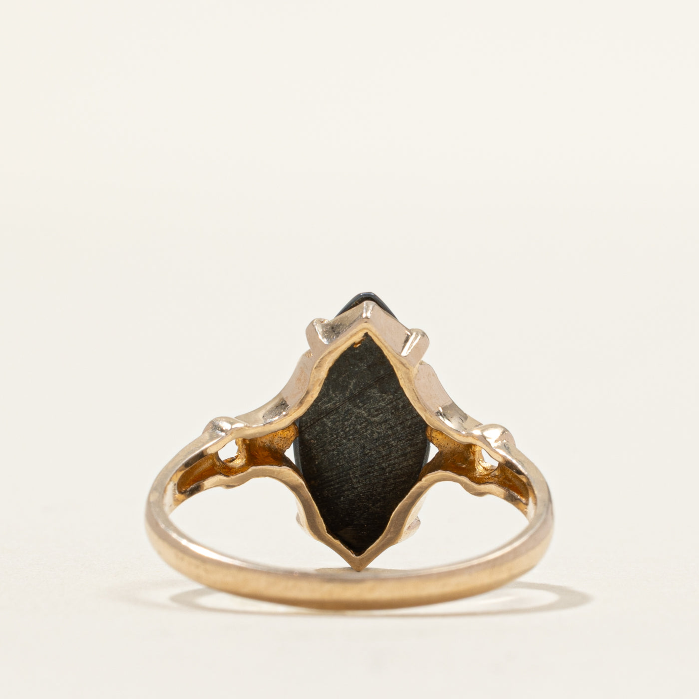 Hematite Open Shank Navette Ring | SZ 8