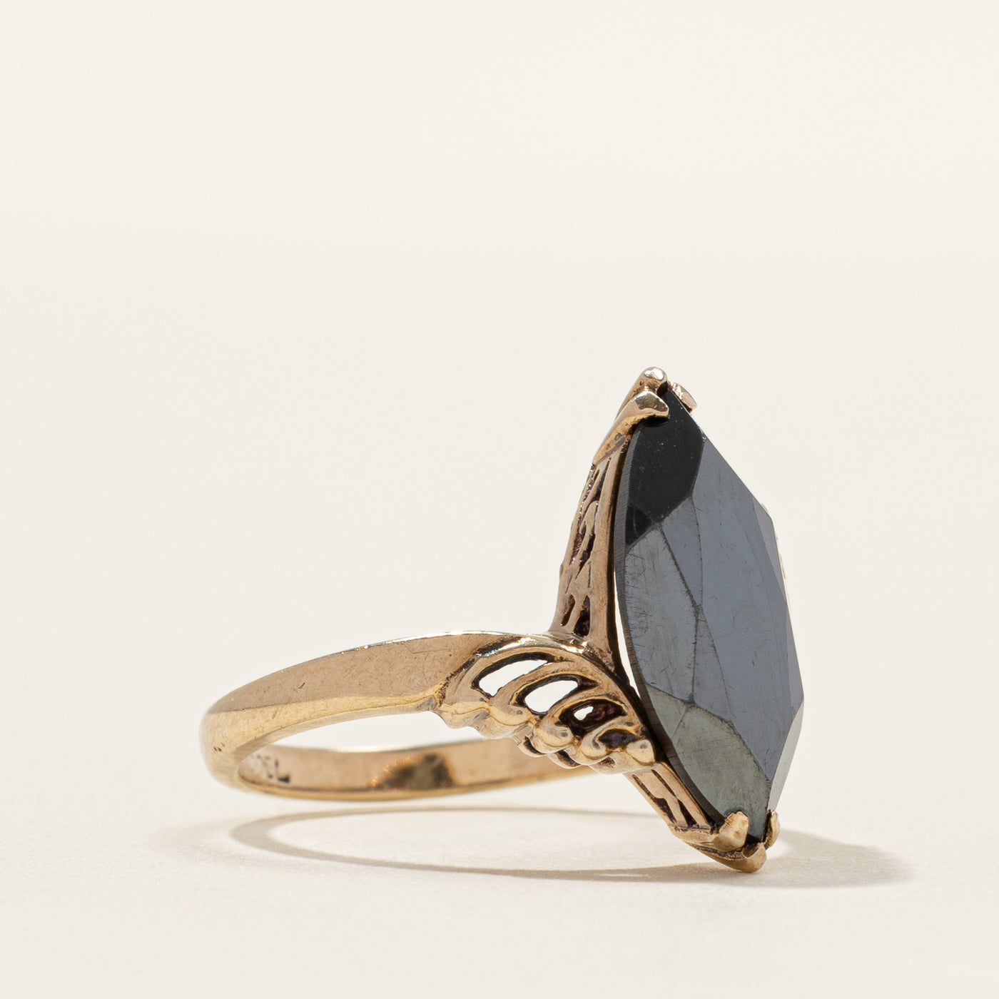 Hematite Navette Bypass Ring | SZ 5.5