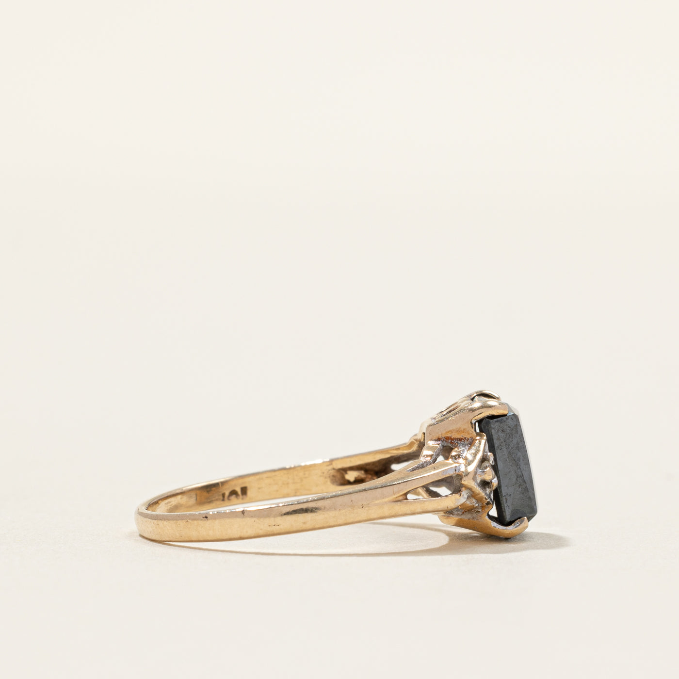 Hematite & Diamond Accented Ring | 0.002ctw | SZ 5.5