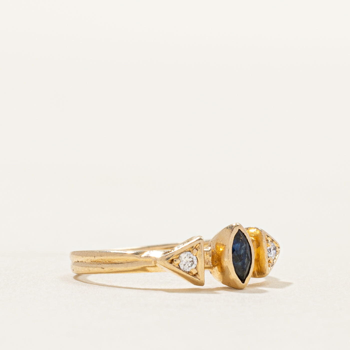 Marquise Cut Sapphire & Diamond Ring | 0.03ctw | SZ 3.75