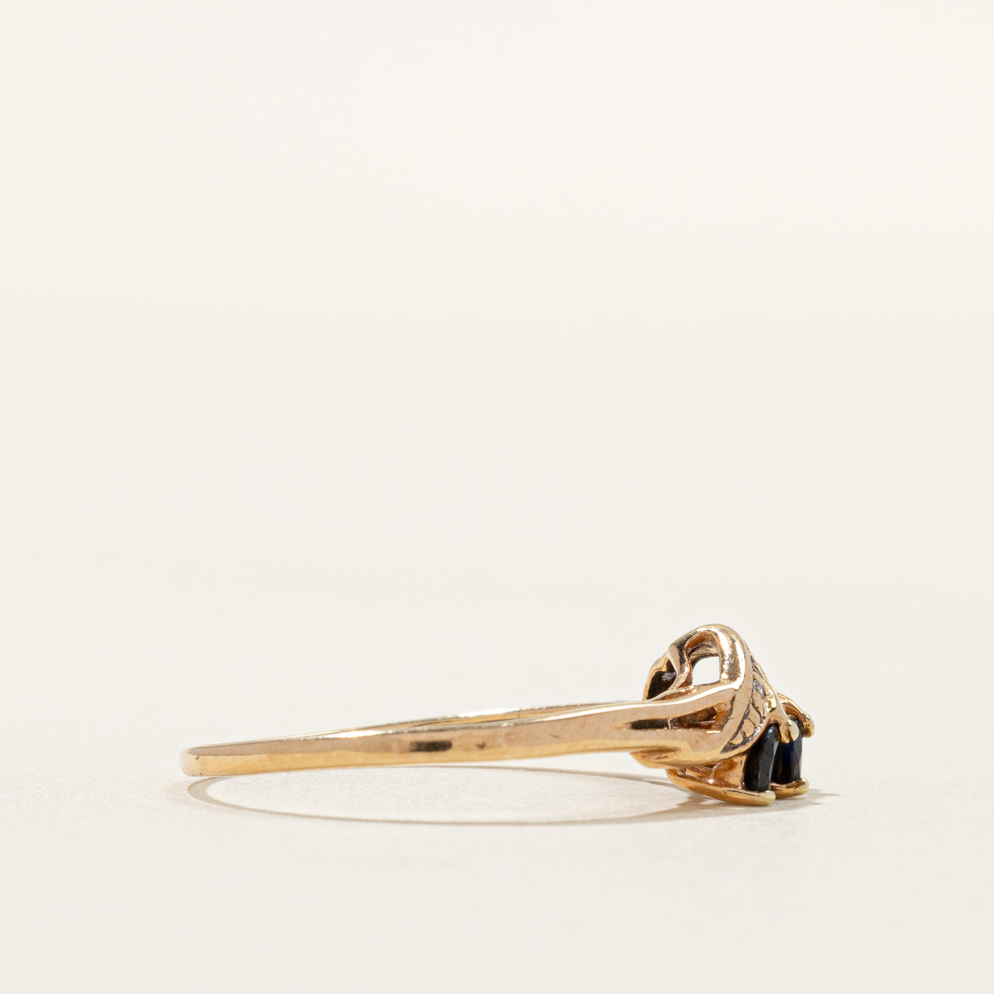 Marquise Cut Sapphire and Diamond Twisted Ring | 0.004ctw | SZ 8