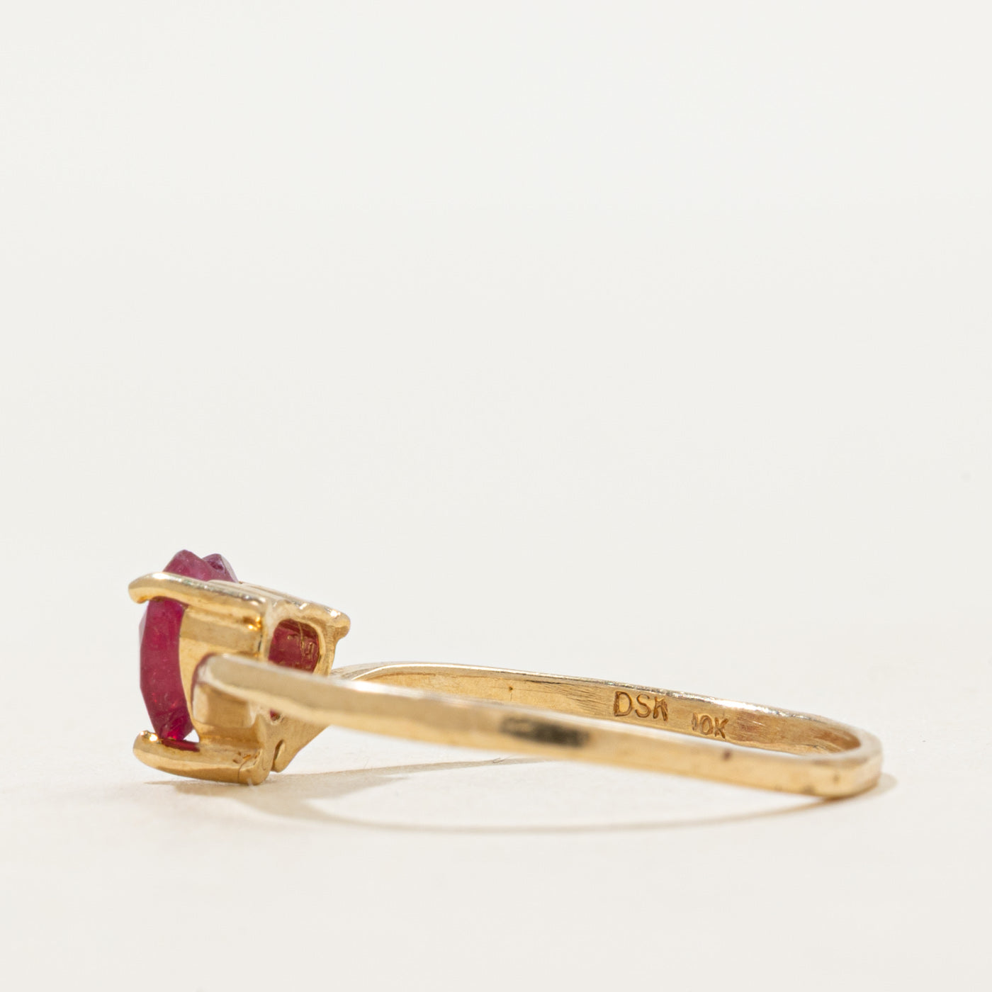 Heart Cut Glass Filled Ruby Ring | SZ 7