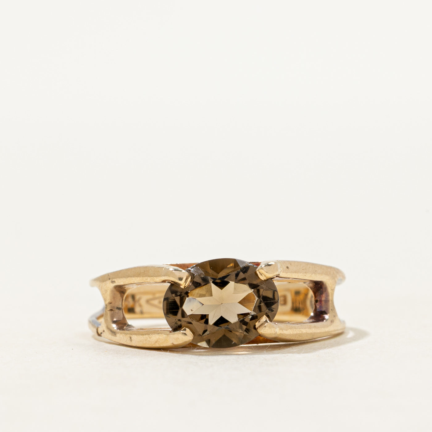 'Birks' East West Smoky Quartz Openwork Ring | SZ 6.25