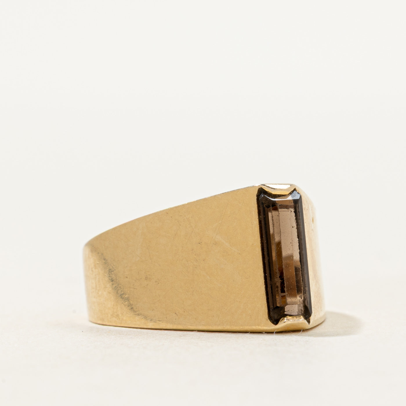 Baguette Cut Smoky Quartz Column Ring | SZ 5