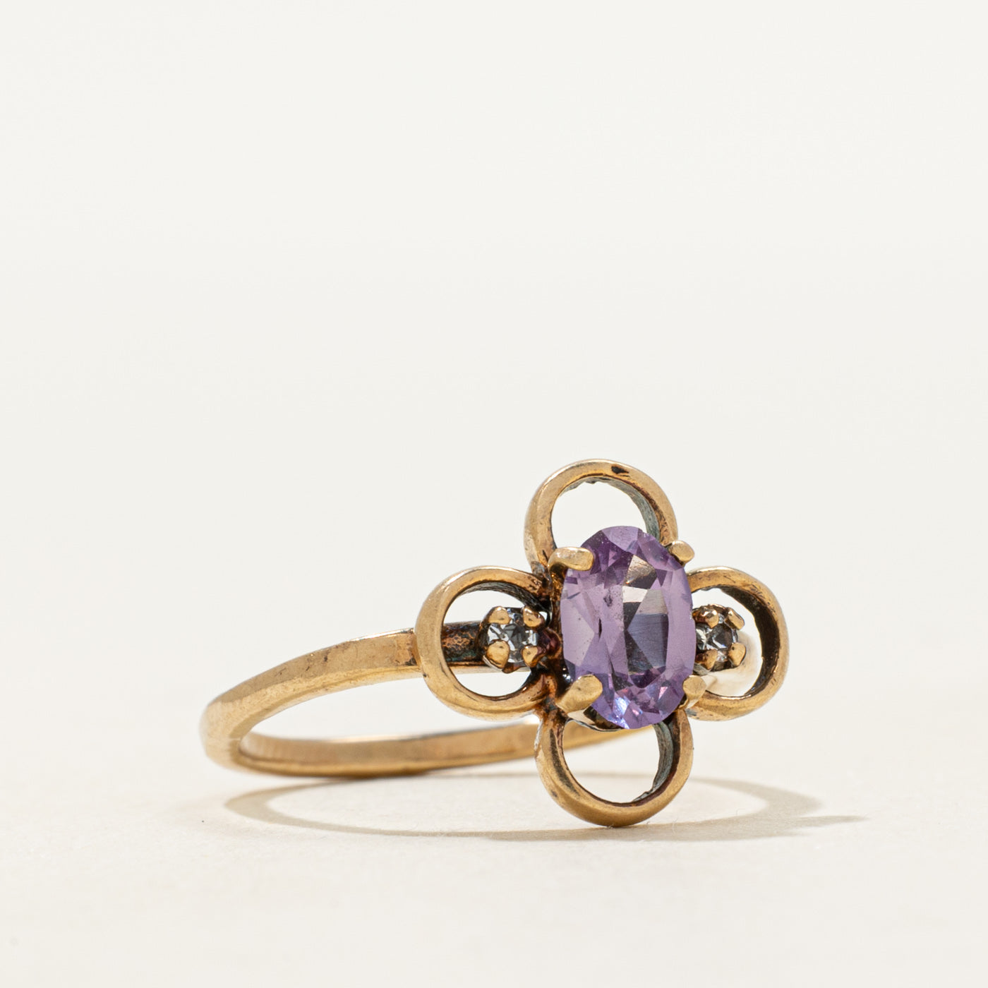 Synthetic Sapphire & Natural Diamond Openwork Ring | SZ 3