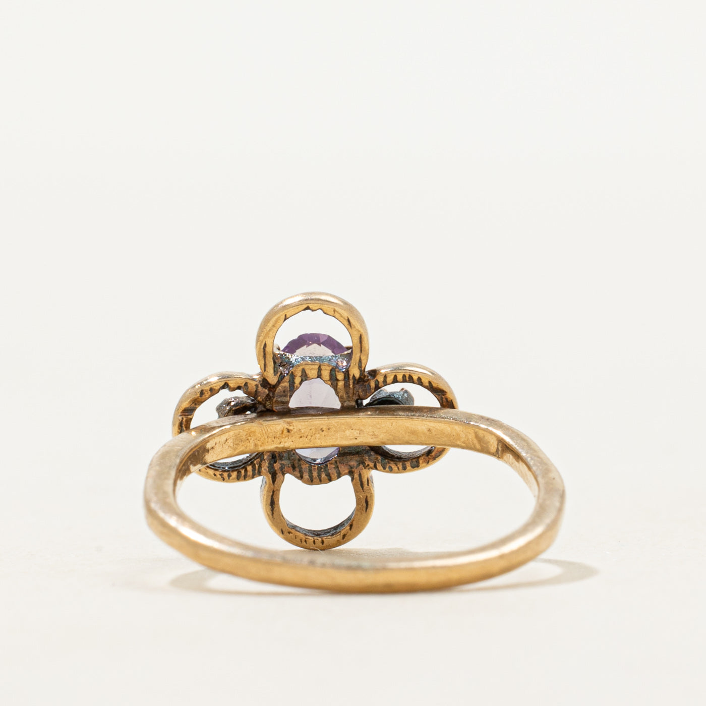Synthetic Sapphire & Natural Diamond Openwork Ring | SZ 3