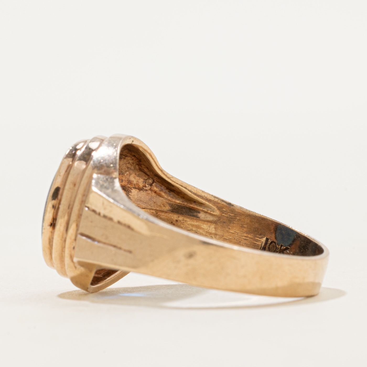 Bezel Set Oval Cut Synthetic Sapphire Ring | SZ 10.75