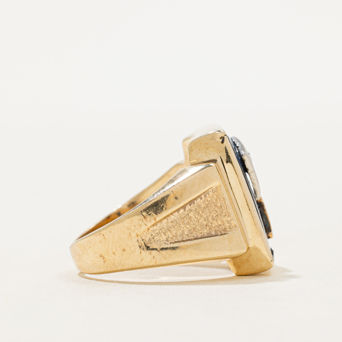 Synthetic Sapphire & Natural Diamond "M" Signet Ring | SZ 5