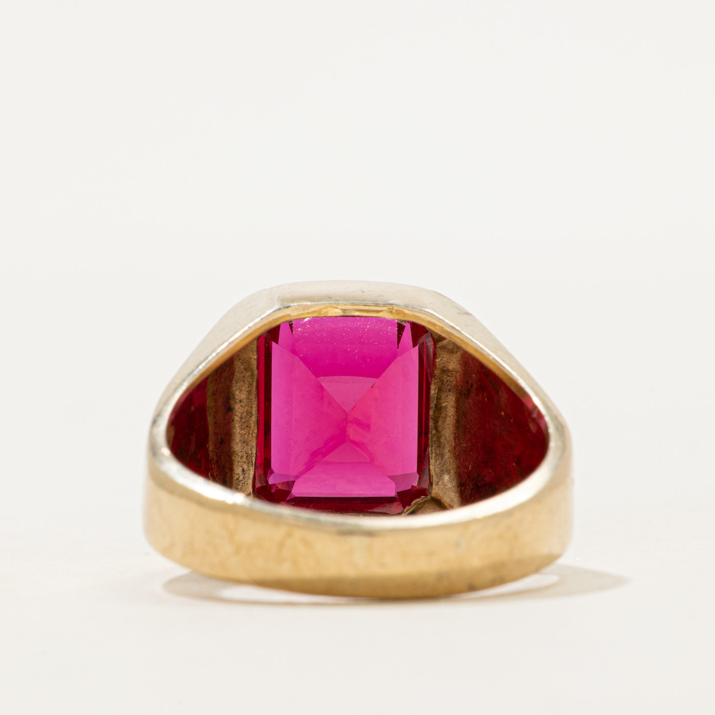 Step Cut Synthetic Ruby Cocktail Ring | SZ 9