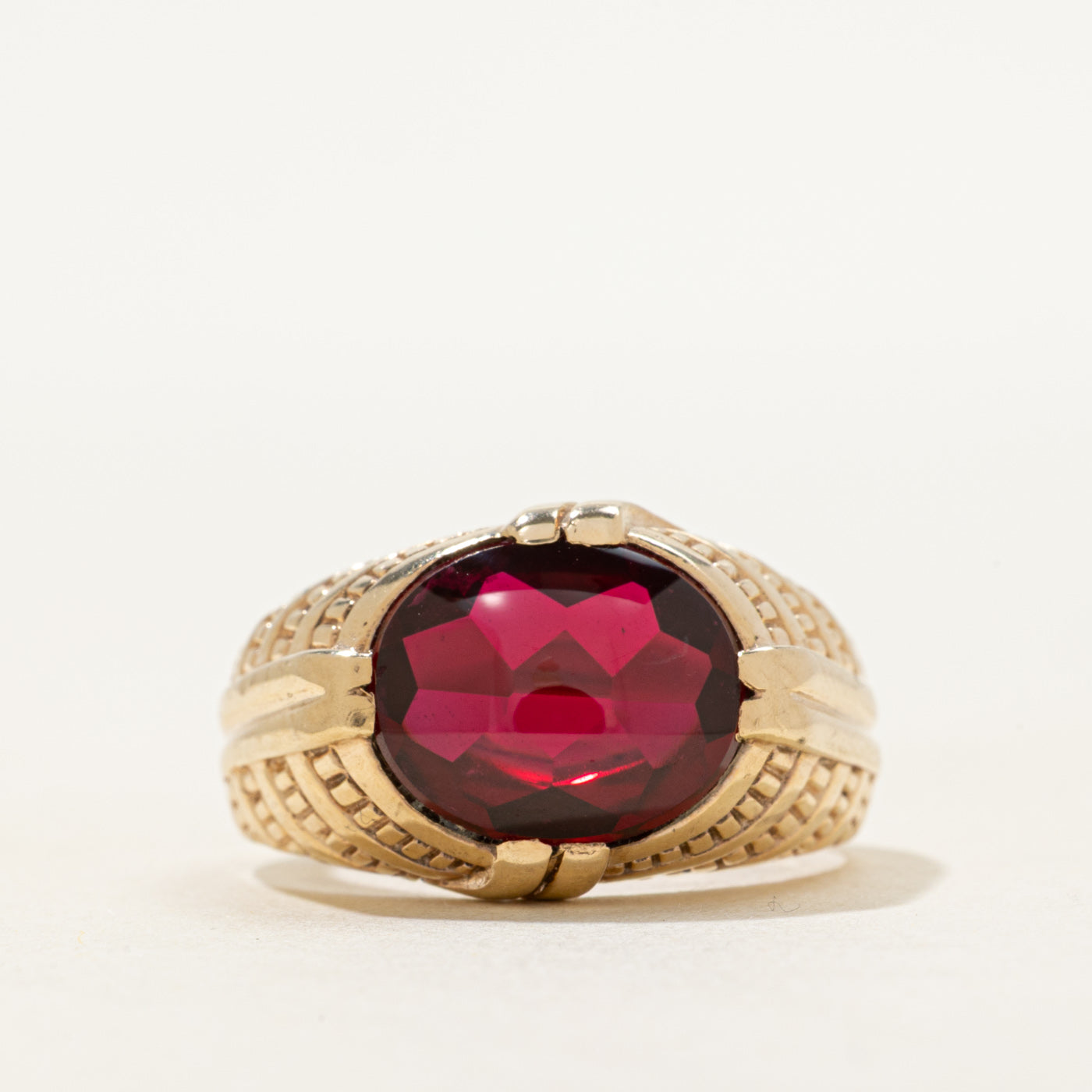 East West Synthetic Ruby Cocktail Ring | SZ 8.25