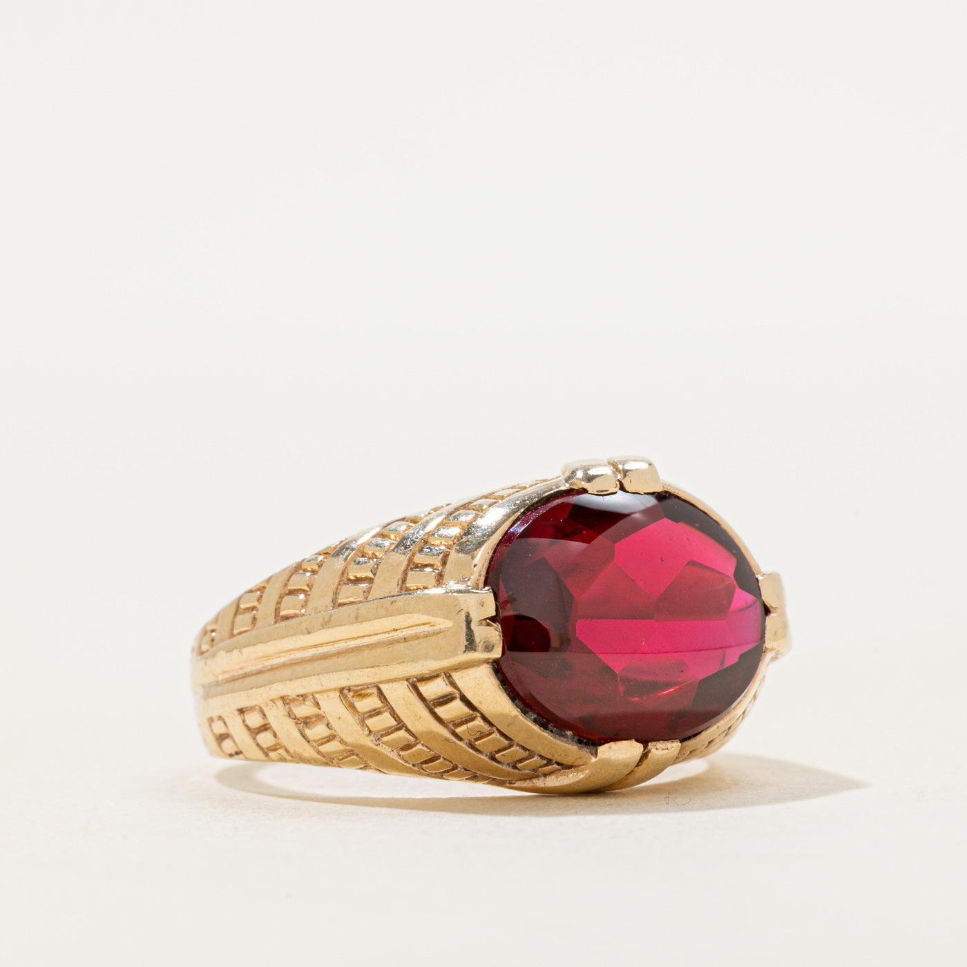 East West Synthetic Ruby Cocktail Ring | SZ 8.25