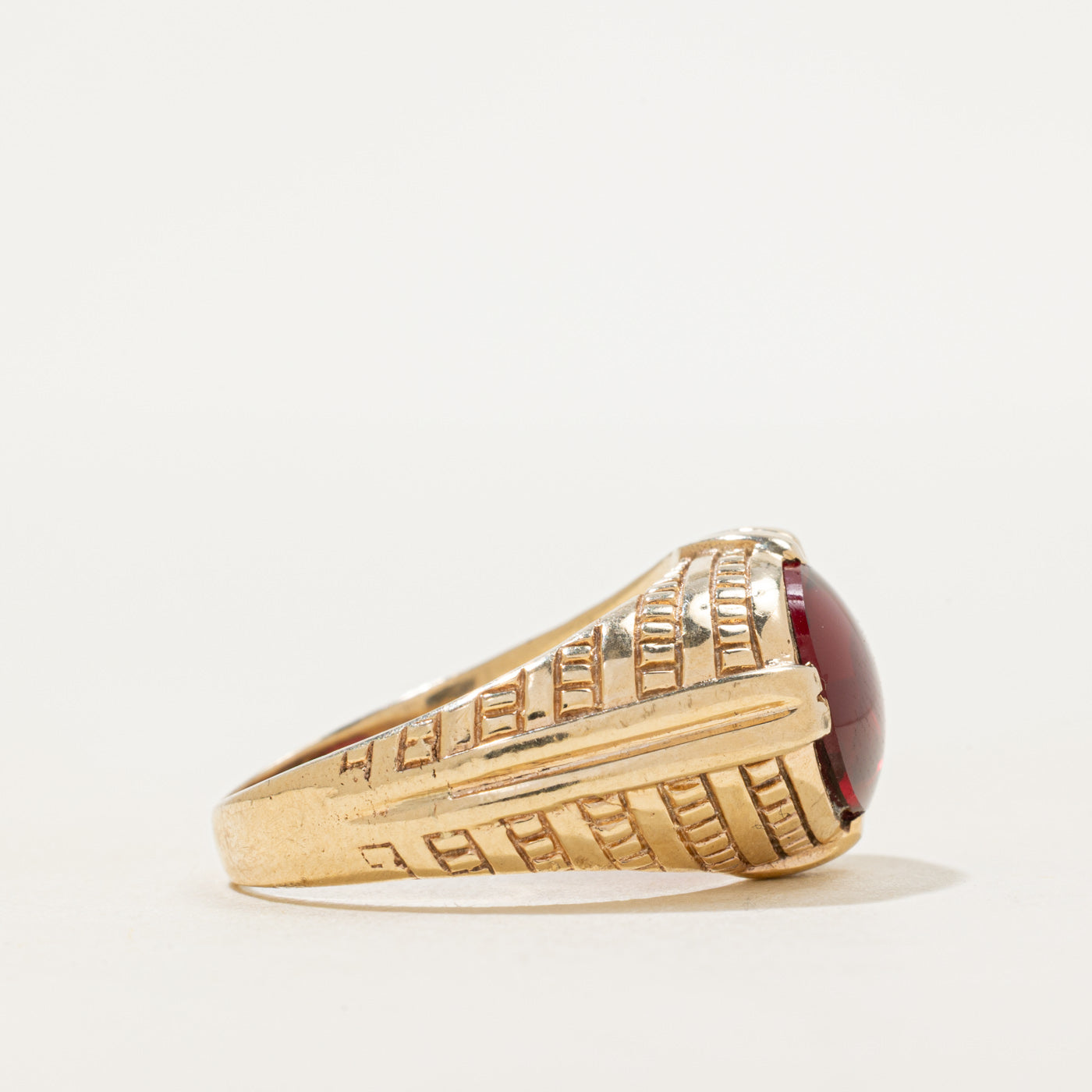 East West Synthetic Ruby Cocktail Ring | SZ 8.25