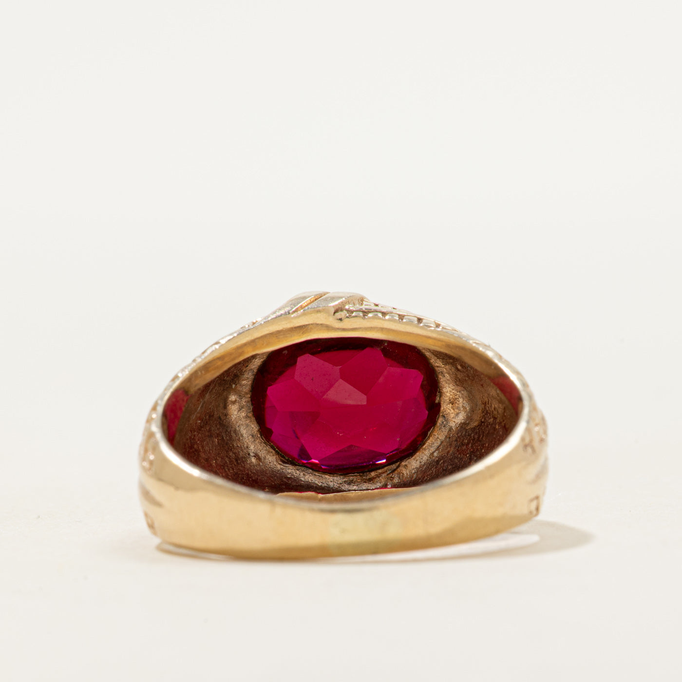 East West Synthetic Ruby Cocktail Ring | SZ 8.25