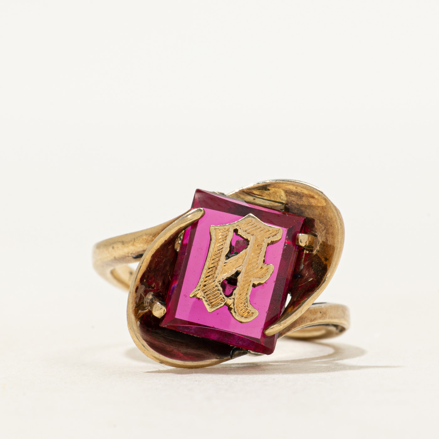 Synthetic Ruby "D" Initial Ring | SZ 5.25