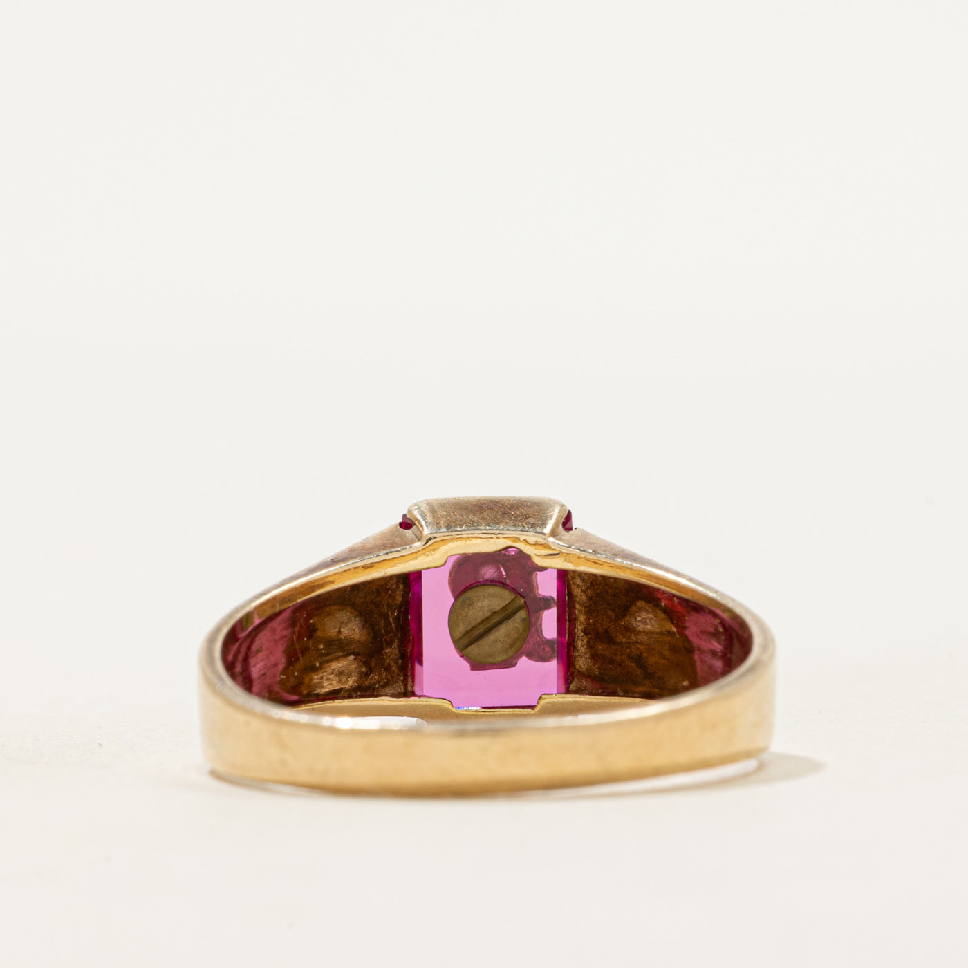 Synthetic Ruby "B" Initial Signet Ring | SZ 9.5