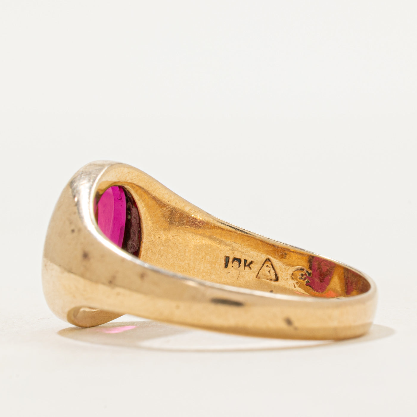 Cabochon Synthetic Ruby Free Masons Ring | SZ 11.75