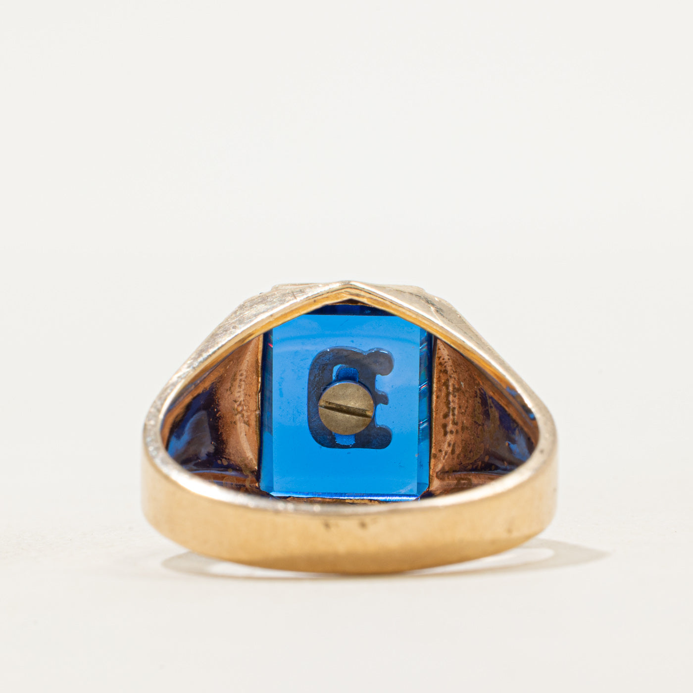 Synthetic Sapphire "D" Initial Signet Ring | SZ 9.75