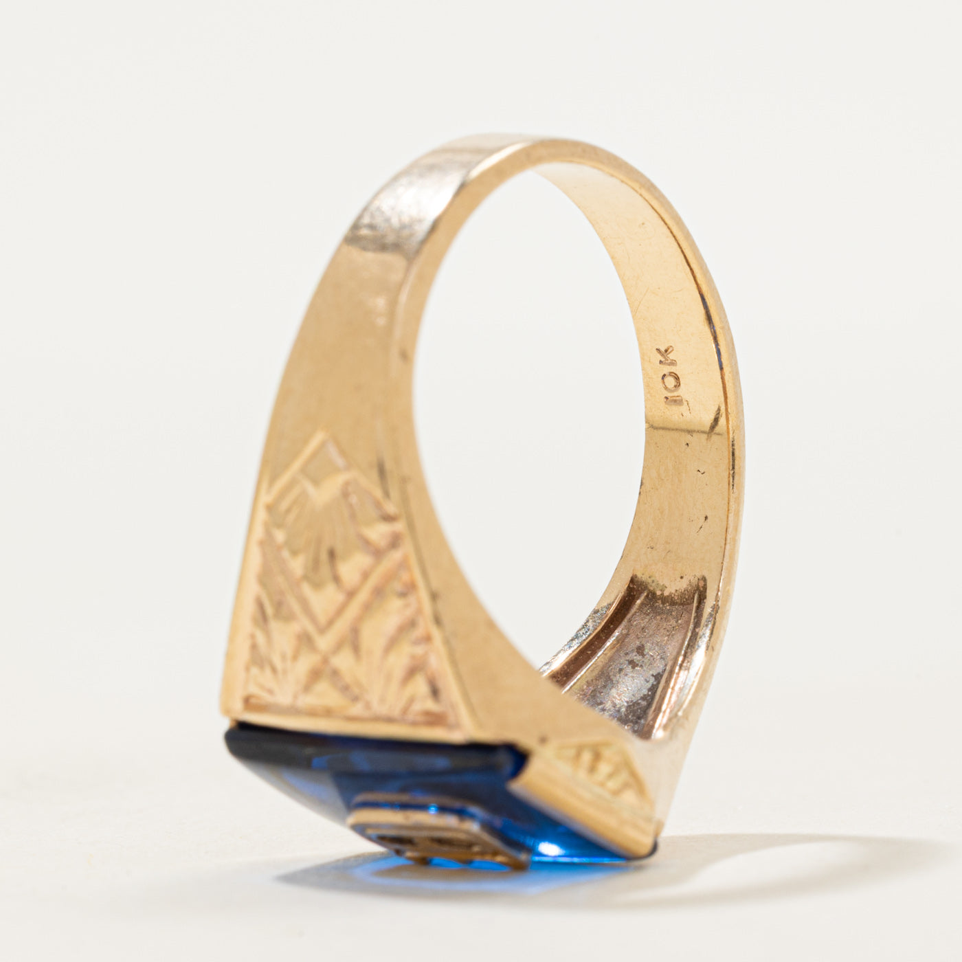 Synthetic Sapphire "D" Initial Signet Ring | SZ 9.75