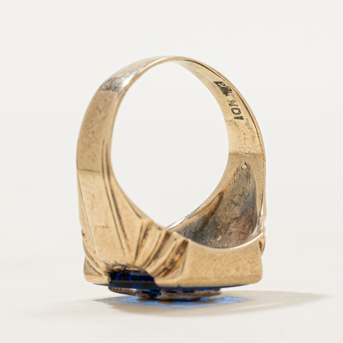 Synthetic Sapphire Free Masons Crest Ring | SZ 6.25