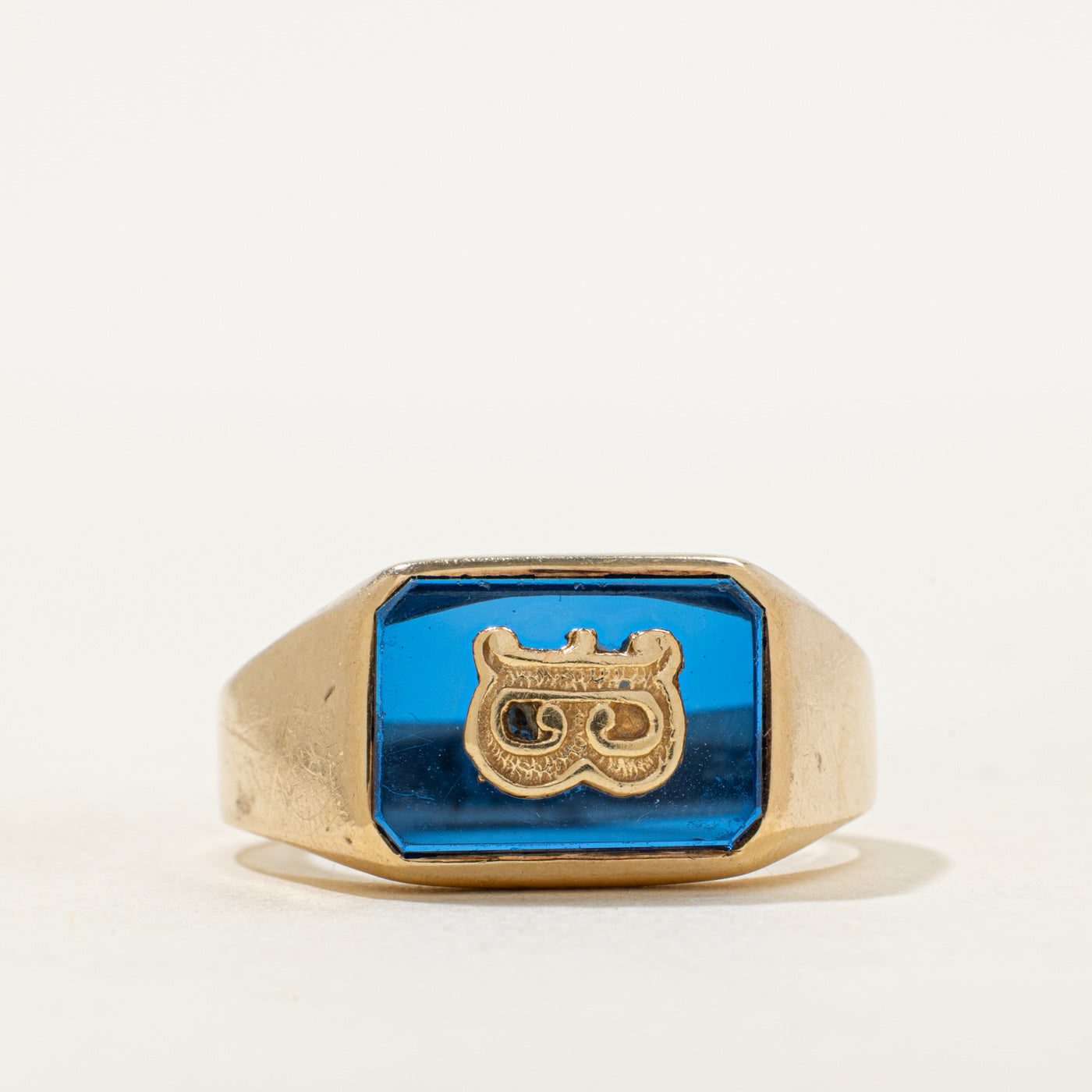Synthetic Sapphire "B" Initial Signet Ring | SZ 11