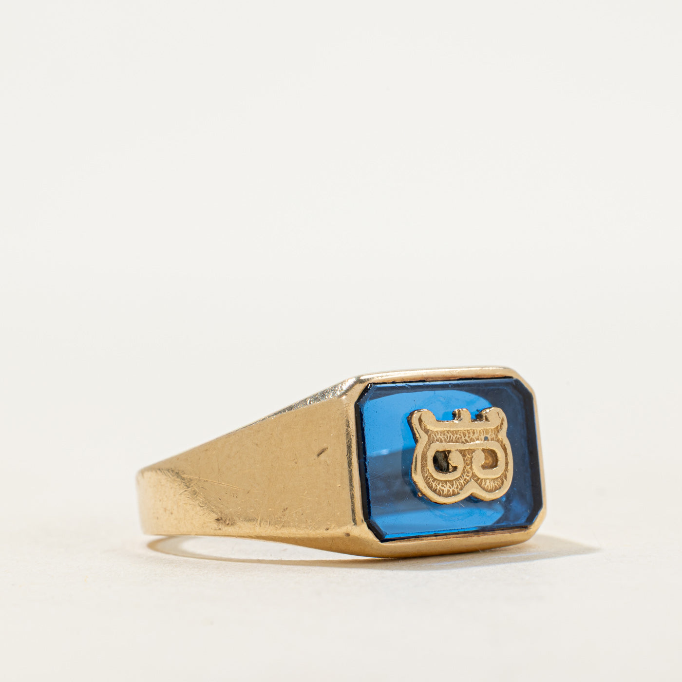 Synthetic Sapphire "B" Initial Signet Ring | SZ 11